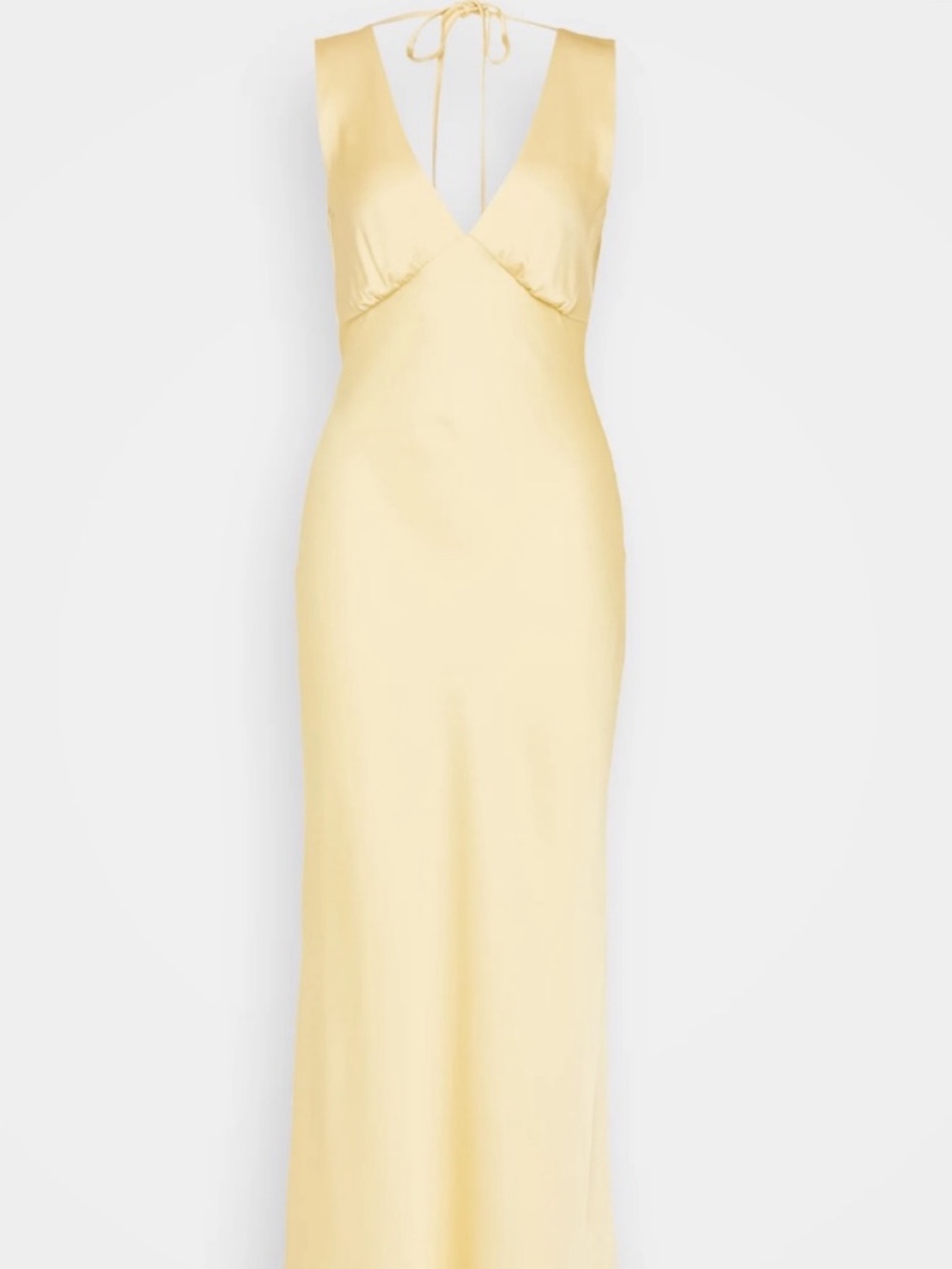 Abercrombie & Fitch Plunge Cowl Back Maxi Dress in butter yellow S Small
